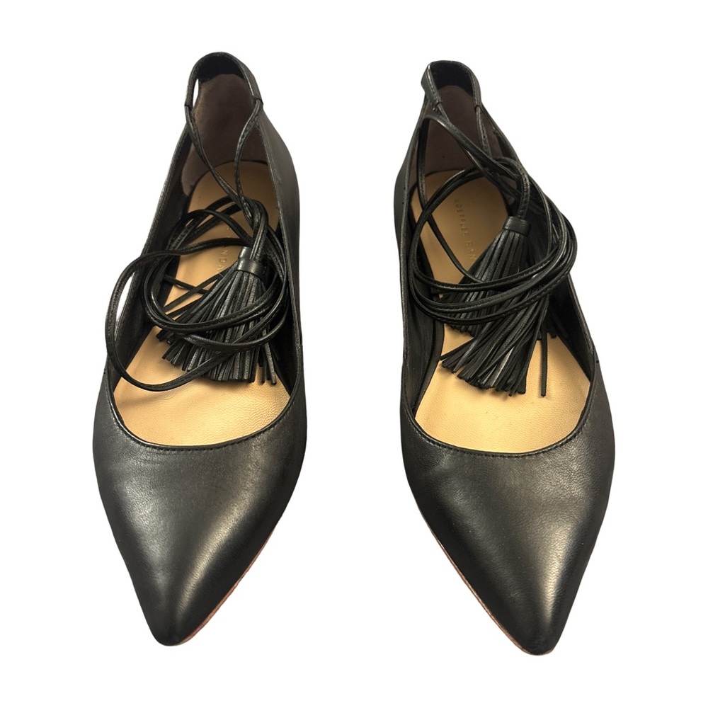 Loeffler Randall Black Leather Wrap Around Flats